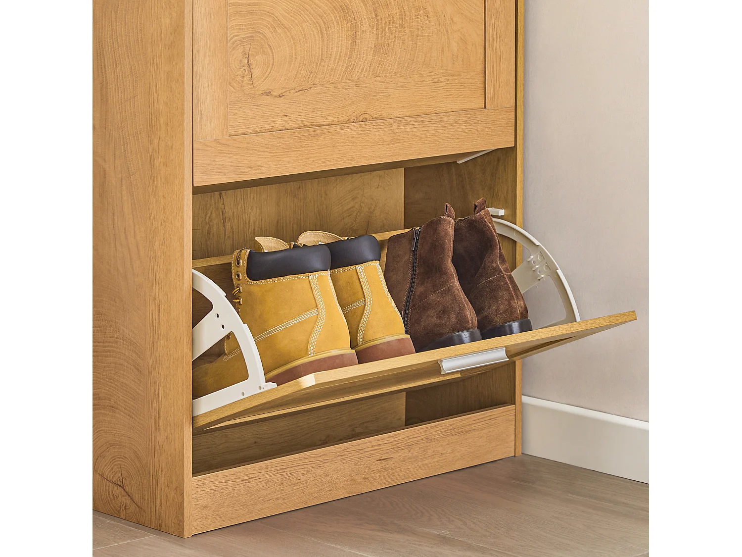 Meuble à Chaussures Armoire à Chaussures Commode à Chaussures avec 2 Abattants, FSR137-N