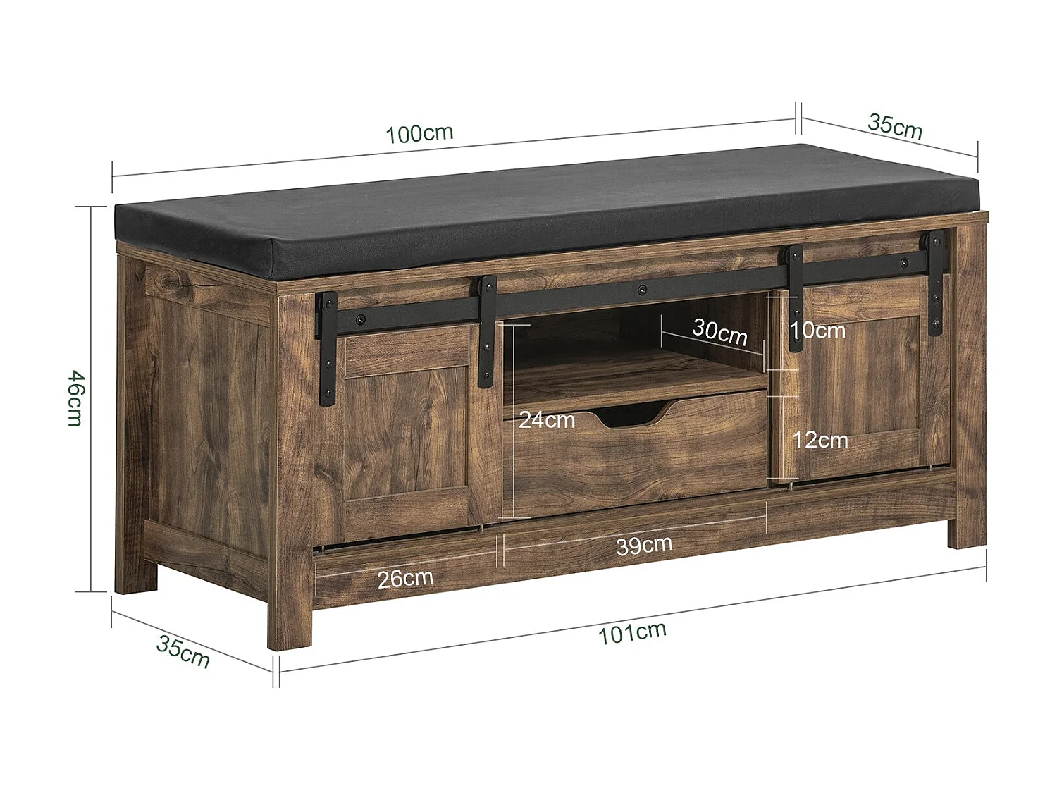 SoBuy FSR118-N Schoenenopbergkast Schoenenbank met schuifdeur en lade