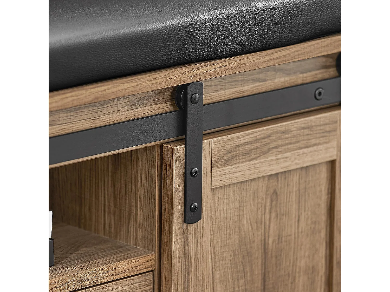 SoBuy FSR118-BR Schoenenbank met schuifdeuren kistbank zitbank met opbergruimte schoenenrek BHT ca. 100x46x35cm