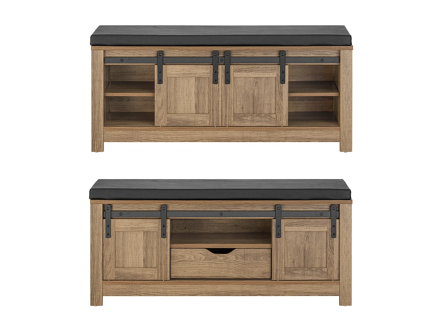 SoBuy FSR118-BR Schoenenbank met schuifdeuren kistbank zitbank met opbergruimte schoenenrek BHT ca. 100x46x35cm