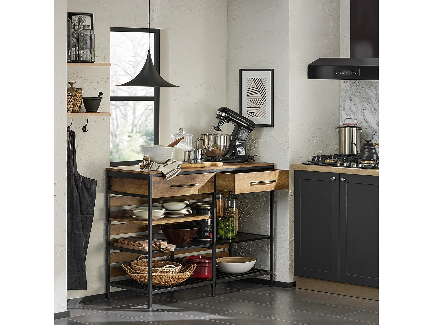 SoBuy armário com rodas, armário de cozinha, carrinho de cozinha FSB85-PF