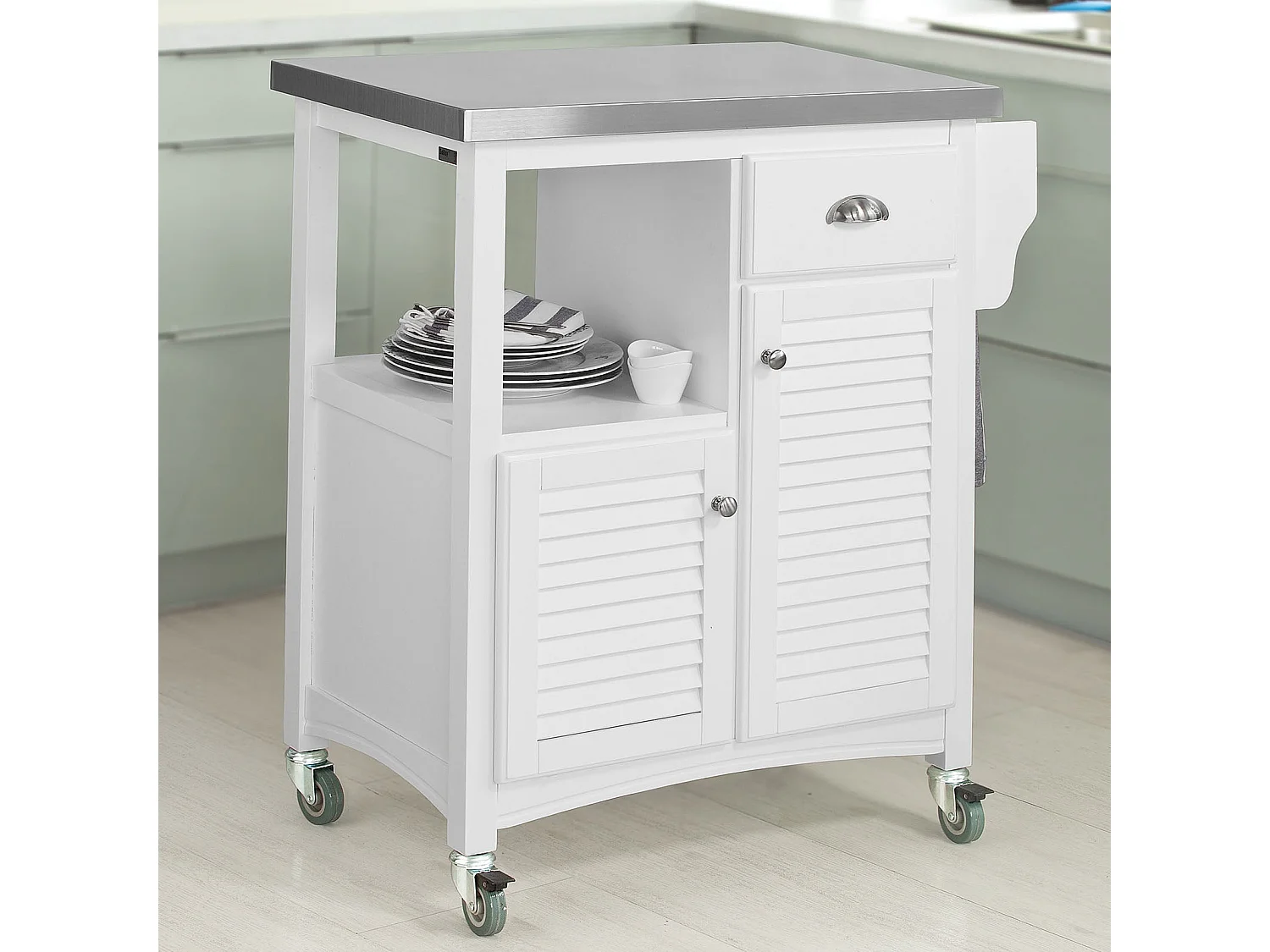 Desserte sur roulettes Meuble chariot de cuisine de service roulant Armoire de rangement, FKW37-W