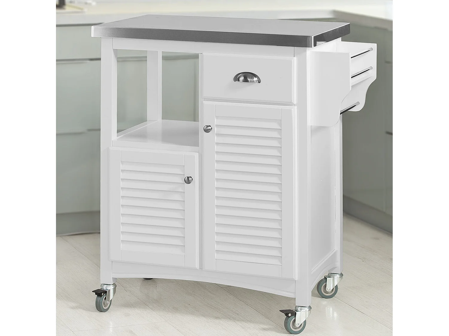 Desserte sur roulettes Meuble chariot de cuisine de service roulant Armoire de rangement, FKW37-W