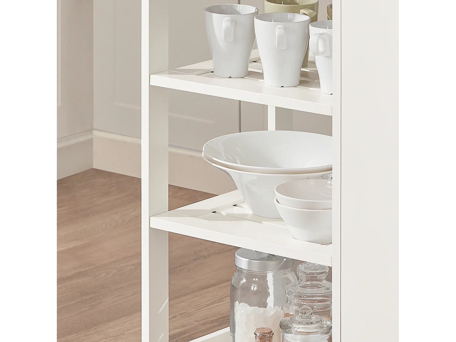 Chariot de Service Desserte de Cuisine à roulettes Table Roulante Meuble de Rangement, FKW12-II-W