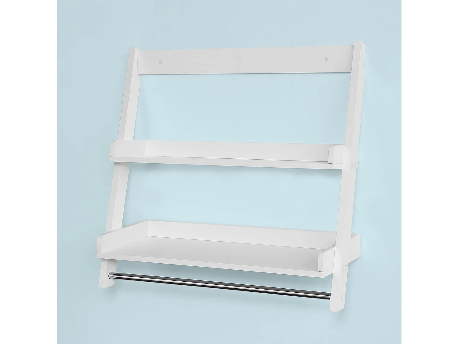 Etagère murale Porte-serviettes salle de bain toilettes avec 2 tablettes et 1 barre, FRG117-W