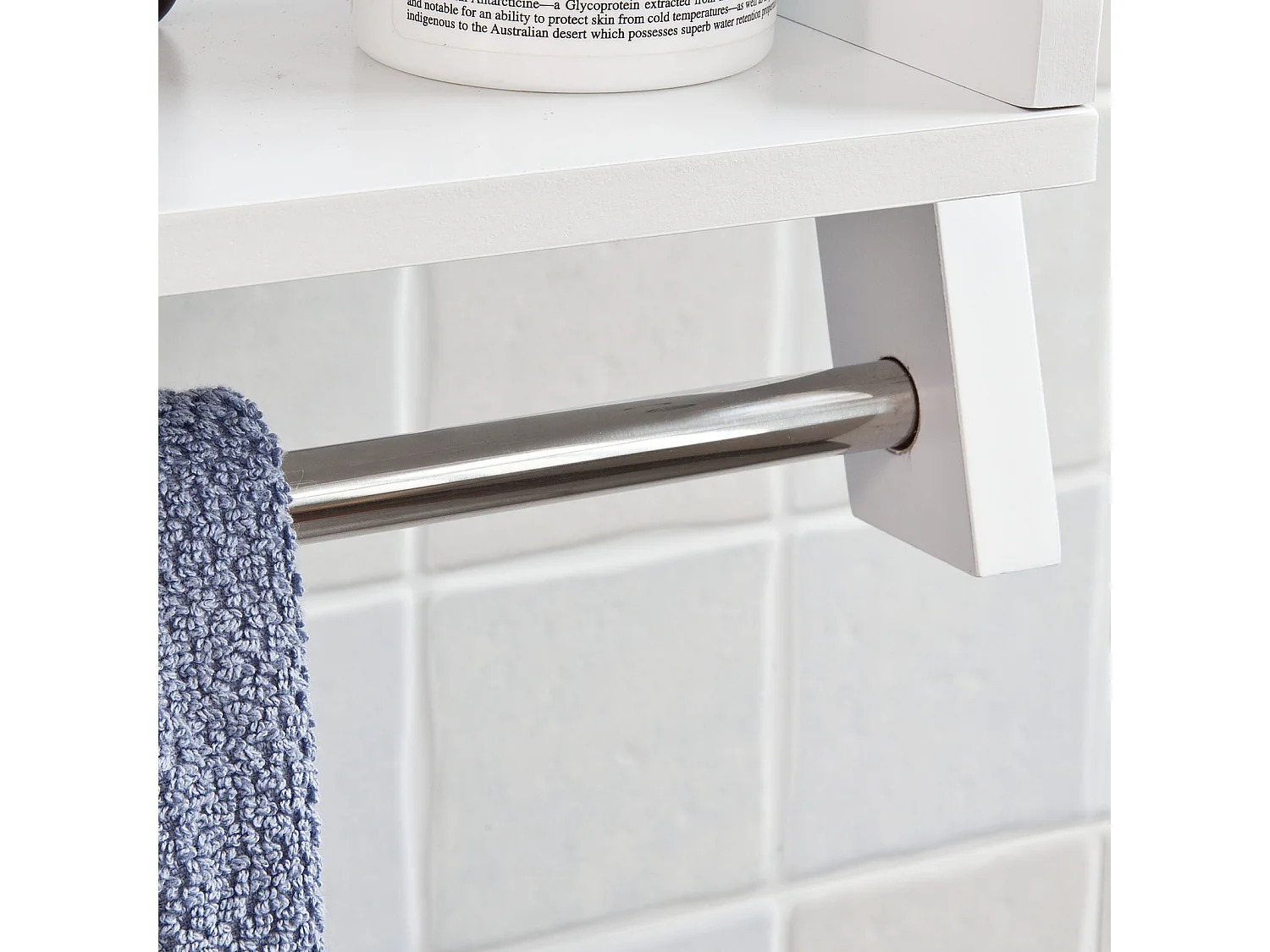 Etagère murale Porte-serviettes salle de bain toilettes avec 2 tablettes et 1 barre, FRG117-W