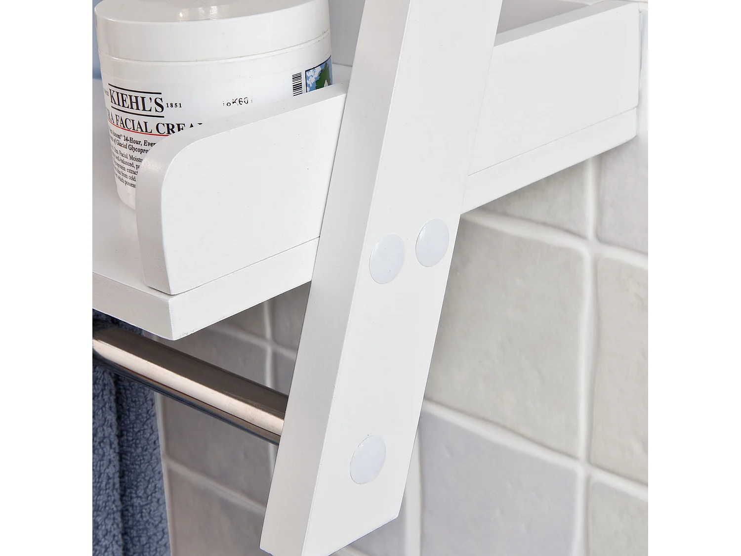 Etagère murale Porte-serviettes salle de bain toilettes avec 2 tablettes et 1 barre, FRG117-W