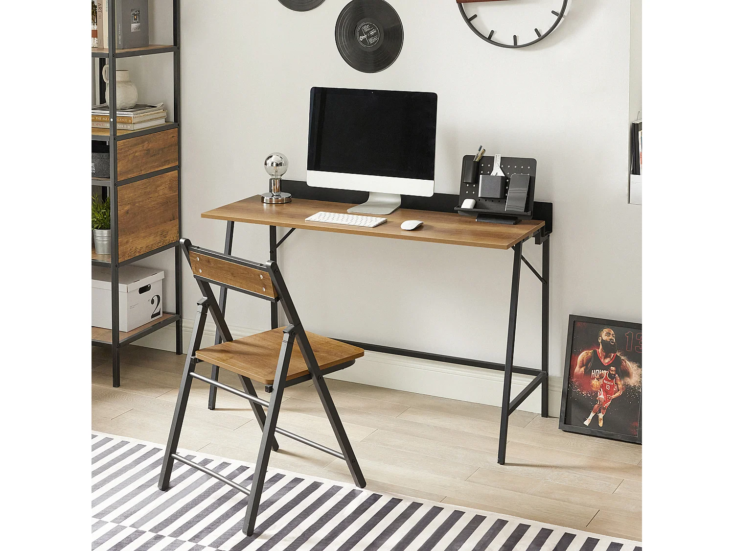 SoBuy FWT79-PF Bureau Informatique avec Passe-câble, Bureau d'Ordinateur Table d’Étude