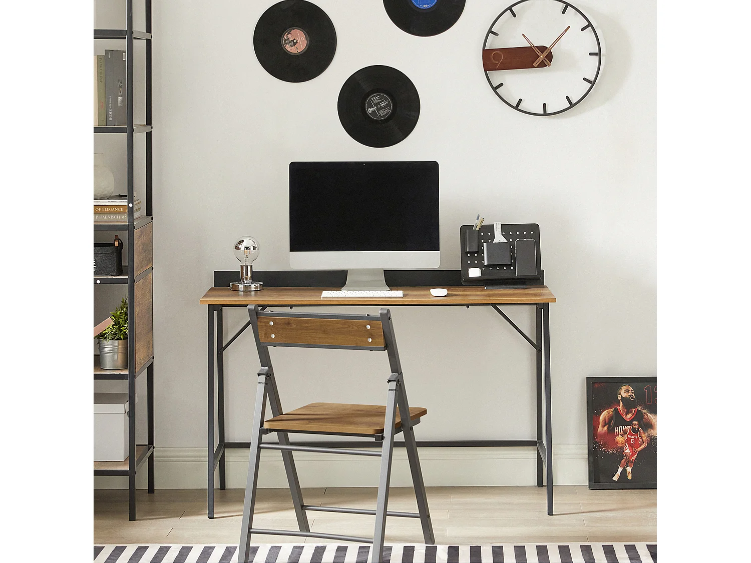 SoBuy FWT79-PF Bureau Informatique avec Passe-câble, Bureau d'Ordinateur Table d’Étude