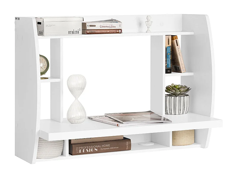 Table murale Bureau avec Étagère intégrée Armoire de rangement murale (Blanc), FWT18-W