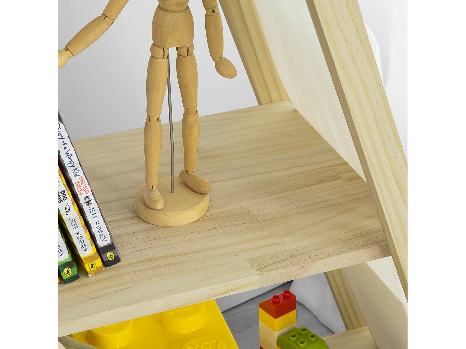 Bibliothèque Étagère sur Pieds pour Enfants avec 3 étages et 6 Pochettes latéralaux, KMB30-WN