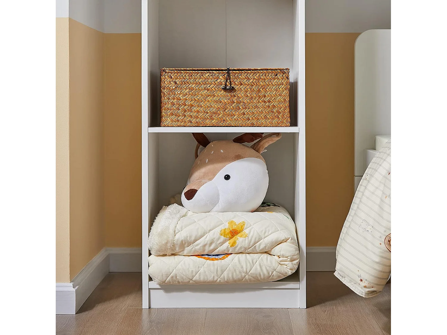 SoBuy KMB42-W Boekenkast Boekenplank voor kinderboeken en speelgoed Boekenplank, multifunctioneel