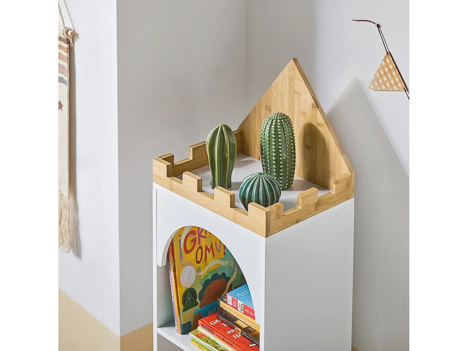 SoBuy KMB42-W Boekenkast Boekenplank voor kinderboeken en speelgoed Boekenplank, multifunctioneel