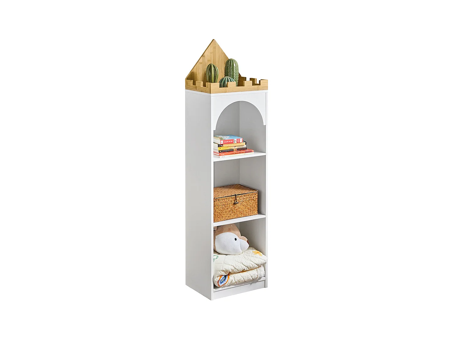 Bibliothèque Étagère de Rangement pour Livres et Jouets Enfant Étagère à Livres, KMB42-W