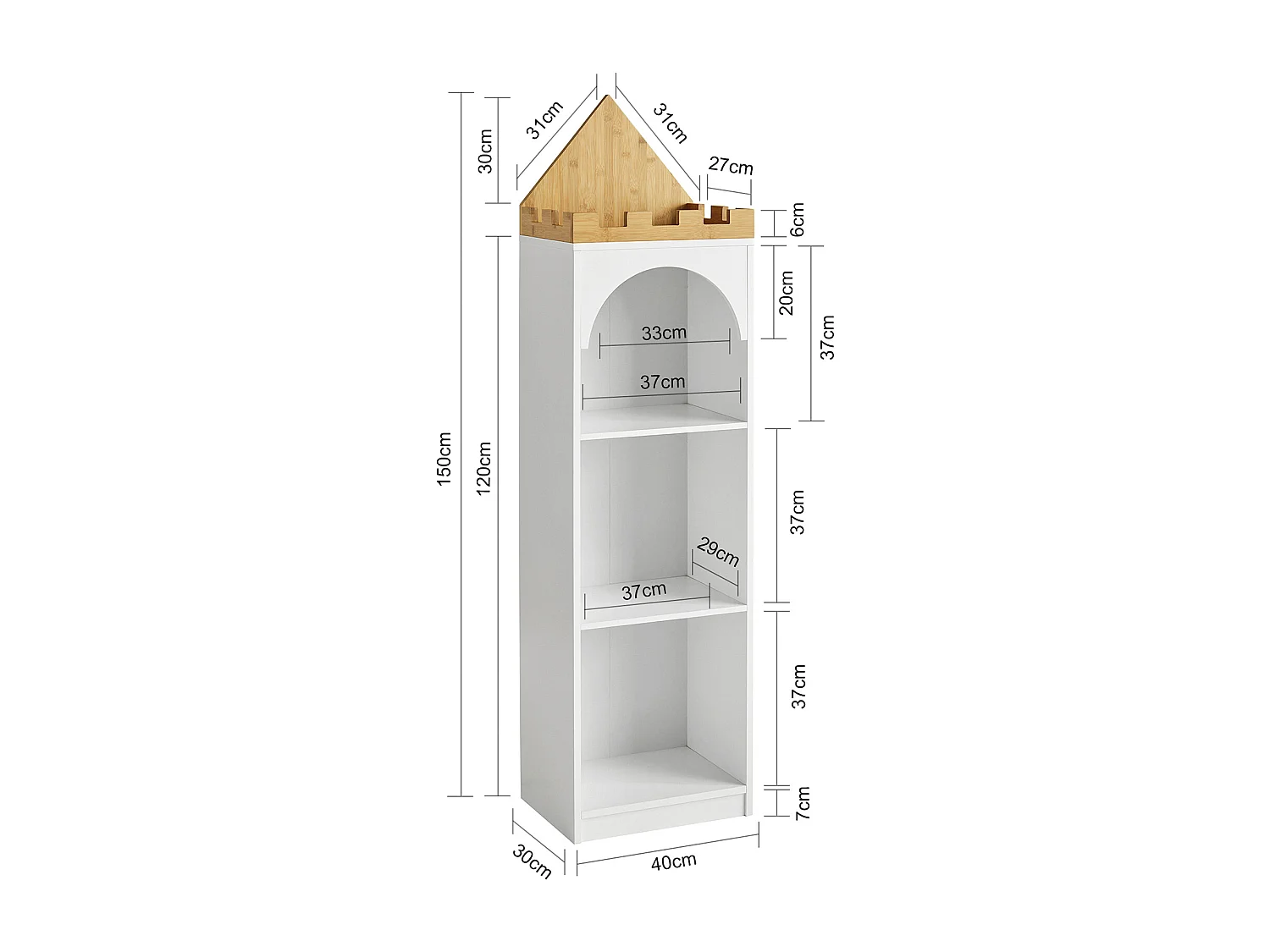 Bibliothèque Étagère de Rangement pour Livres et Jouets Enfant Étagère à Livres, KMB42-W