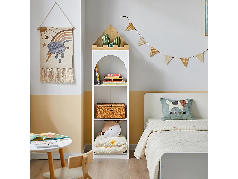 Bibliothèque Étagère de Rangement pour Livres et Jouets Enfant Étagère à Livres, KMB42-W