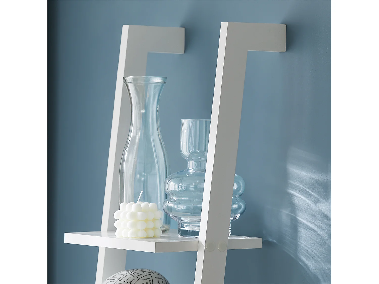 SoBuy escada de madeira, escada decorativa, escritório FRG15-W