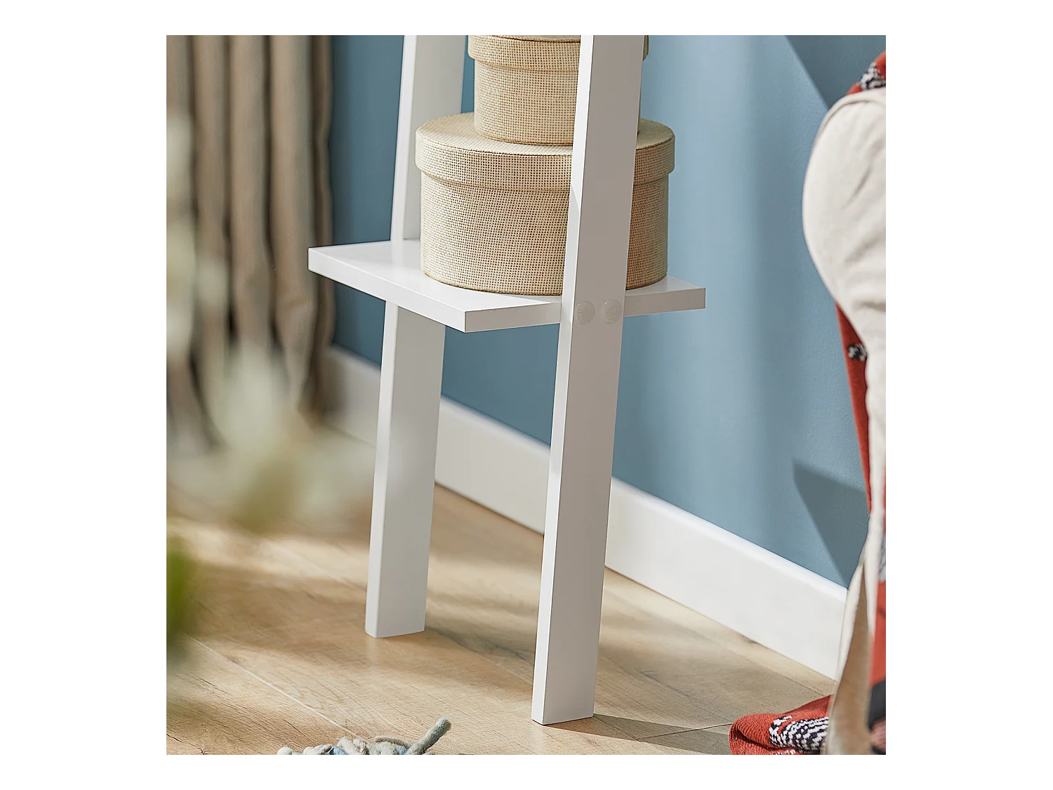 Bibliothèque Étagère murale style échelle, Étagère échelle 4 niveaux- Blanc, FRG15-W