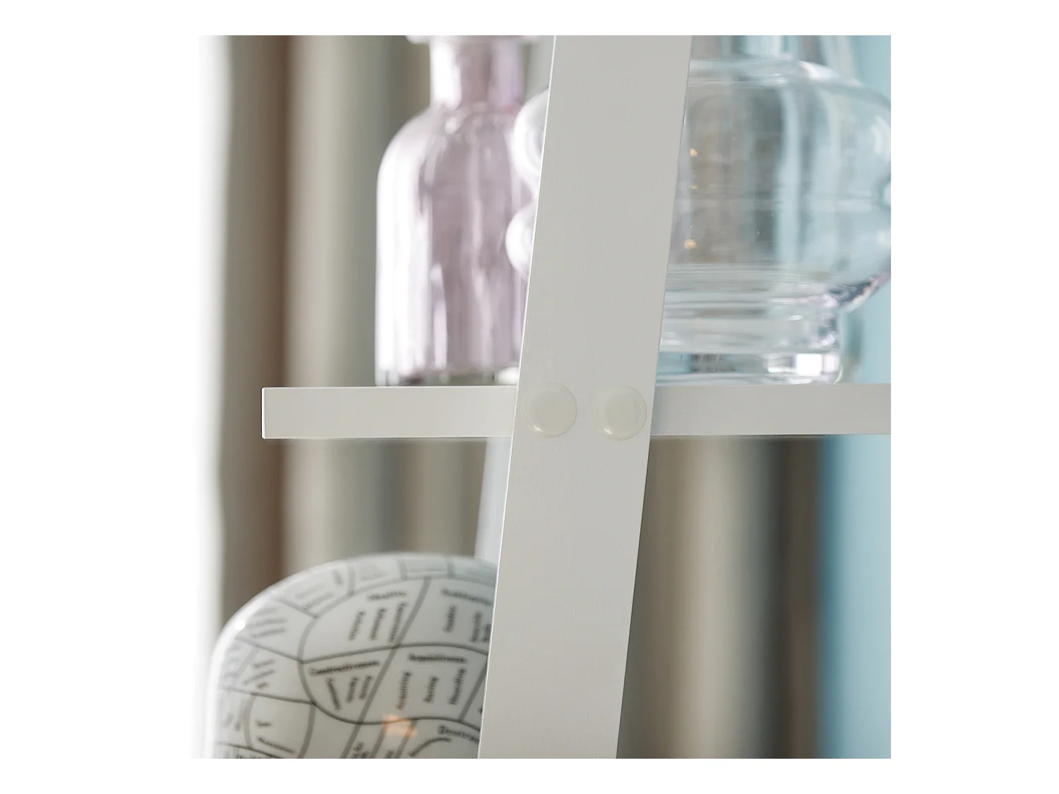 Bibliothèque Étagère murale style échelle, Étagère échelle 4 niveaux- Blanc, FRG15-W