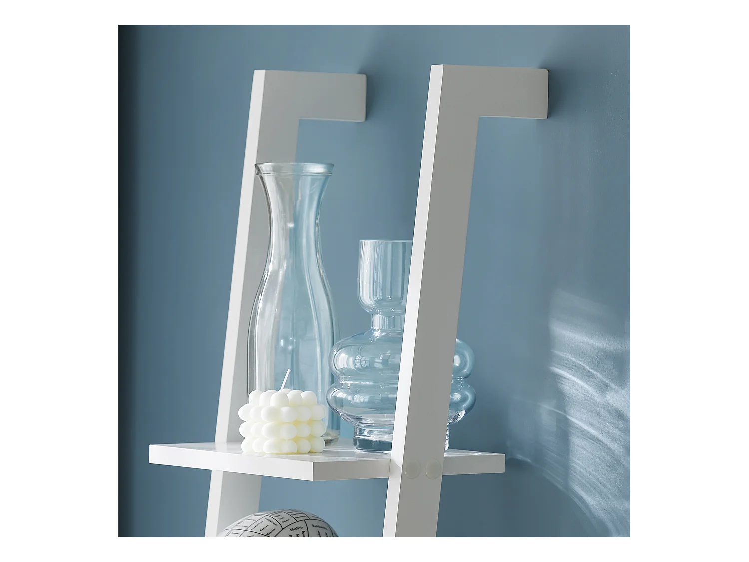 Bibliothèque Étagère murale style échelle, Étagère échelle 4 niveaux- Blanc, FRG15-W