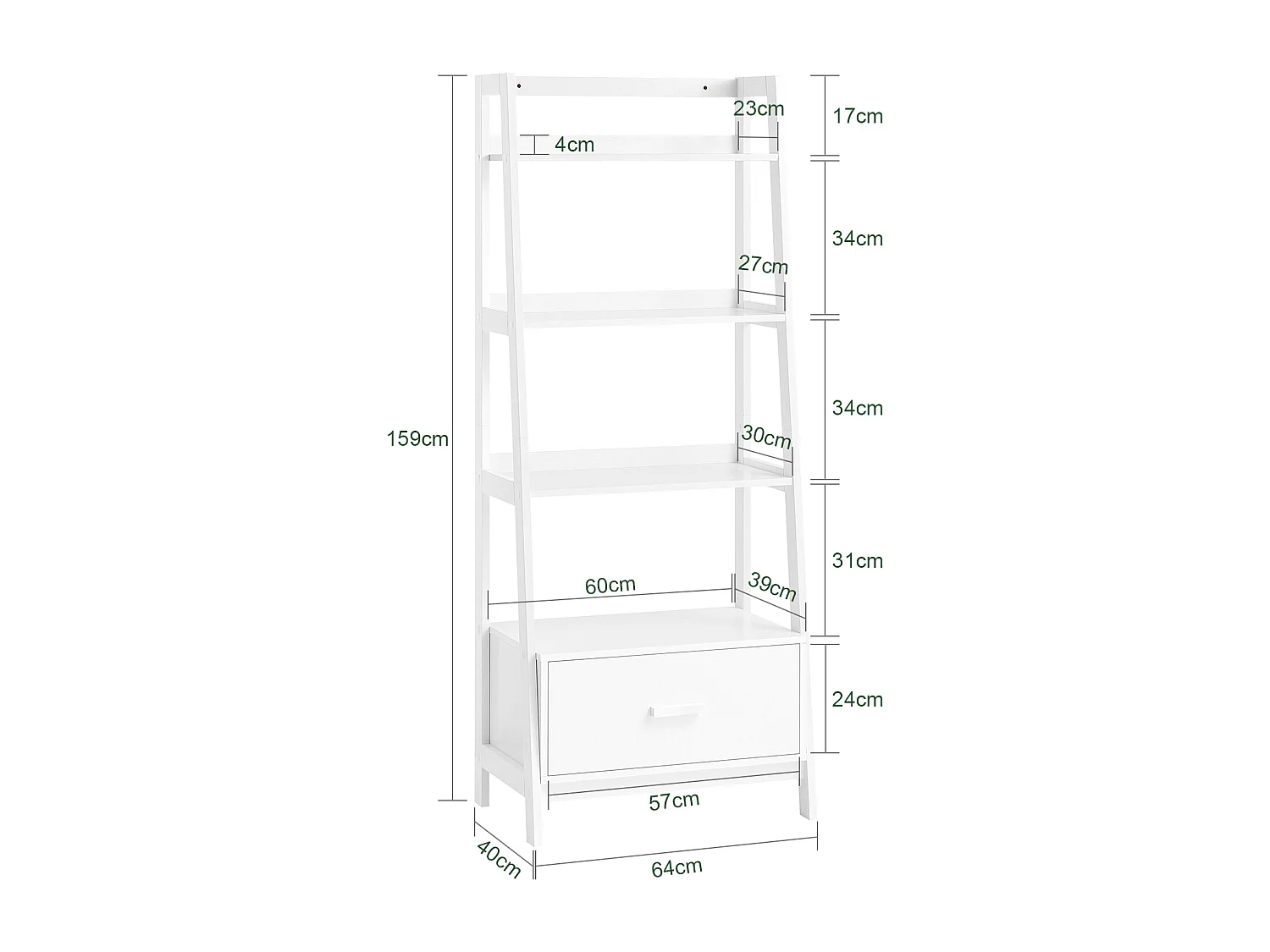 SoBuy escada de madeira, escada decorativa, escritório FRG116-W