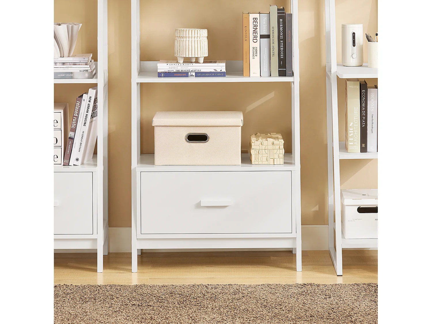 SoBuy escada de madeira, escada decorativa, escritório FRG116-W