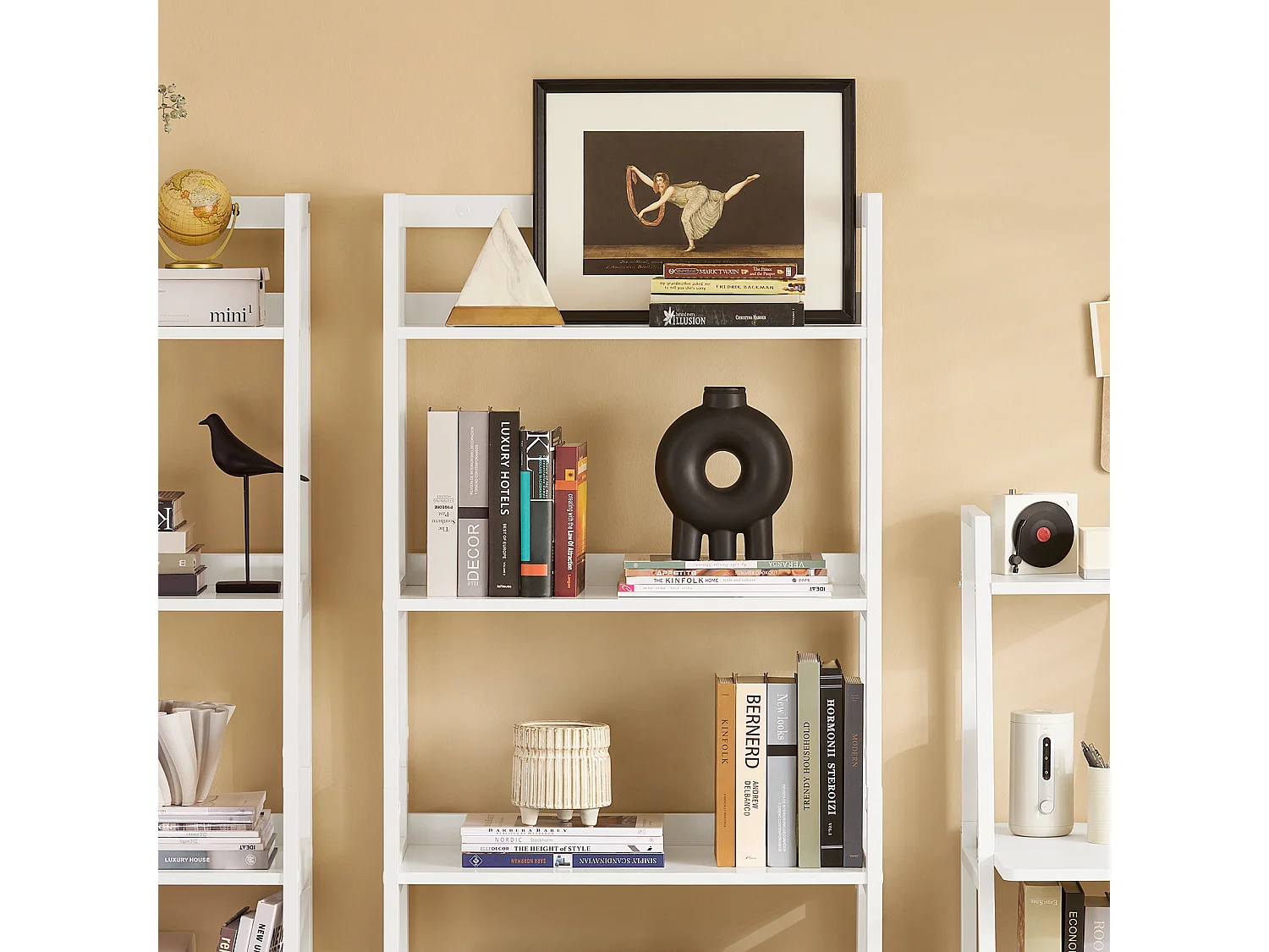 SoBuy escada de madeira, escada decorativa, escritório FRG116-W