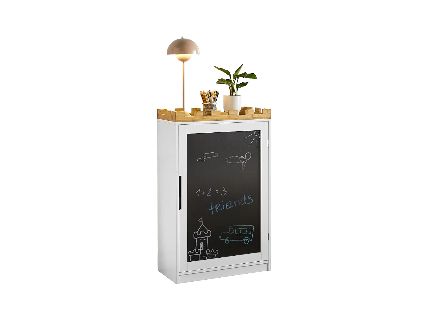 Commode pour Enfants Étagère pour Chambre d'enfant avec Tableau Bibliothèque, KMB43-W