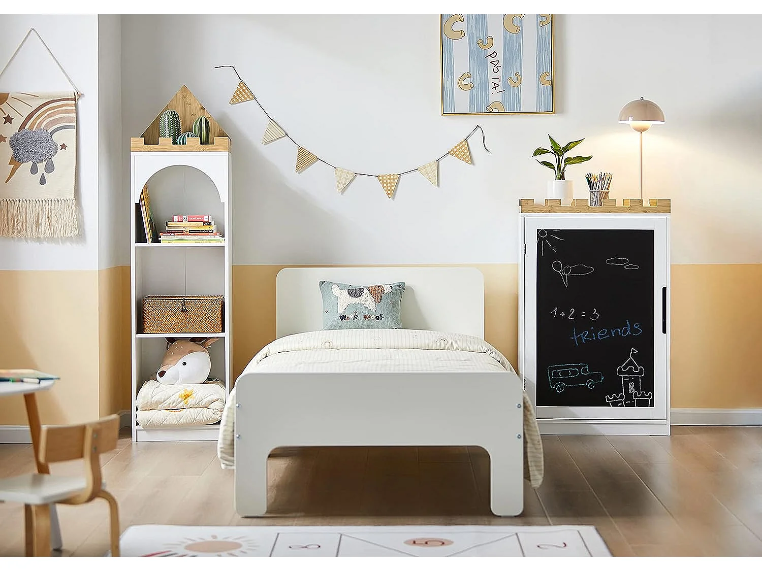 Commode pour Enfants Étagère pour Chambre d'enfant avec Tableau Bibliothèque, KMB43-W