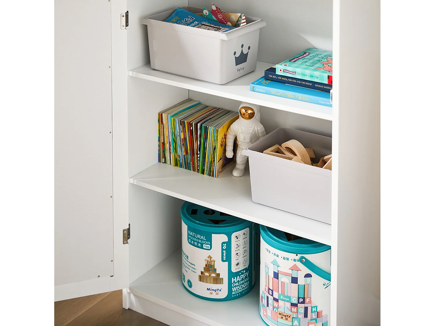 Commode pour Enfants Étagère pour Chambre d'enfant avec Tableau Bibliothèque, KMB43-W