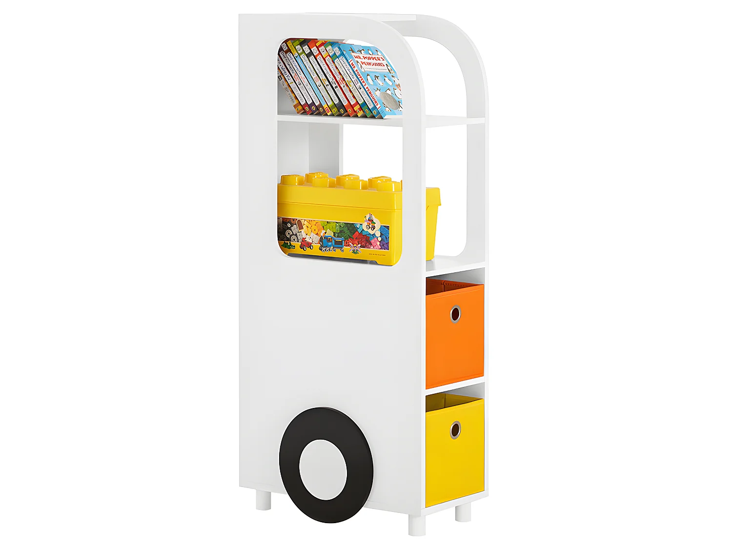 SoBuy KMB67-W Boekenrek voor Kinderen, Kinderboekenkast, Kinderrek, Kinderplank, Boekenplank, Speelgoedplank