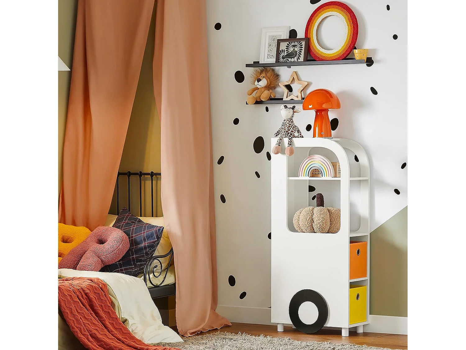 SoBuy KMB67-W Boekenrek voor Kinderen, Kinderboekenkast, Kinderrek, Kinderplank, Boekenplank, Speelgoedplank