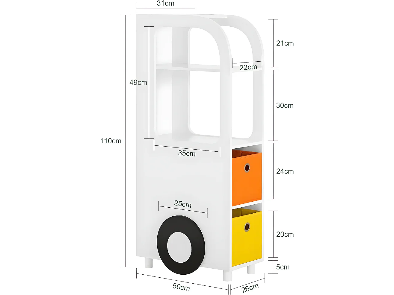 SoBuy KMB67-W Boekenrek voor Kinderen, Kinderboekenkast, Kinderrek, Kinderplank, Boekenplank, Speelgoedplank