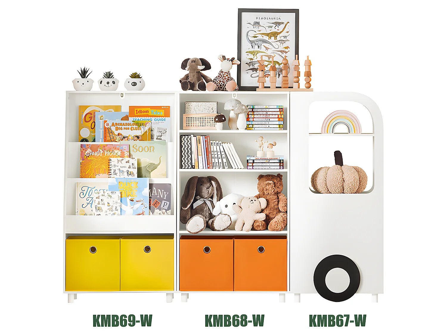 SoBuy KMB67-W Boekenrek voor Kinderen, Kinderboekenkast, Kinderrek, Kinderplank, Boekenplank, Speelgoedplank