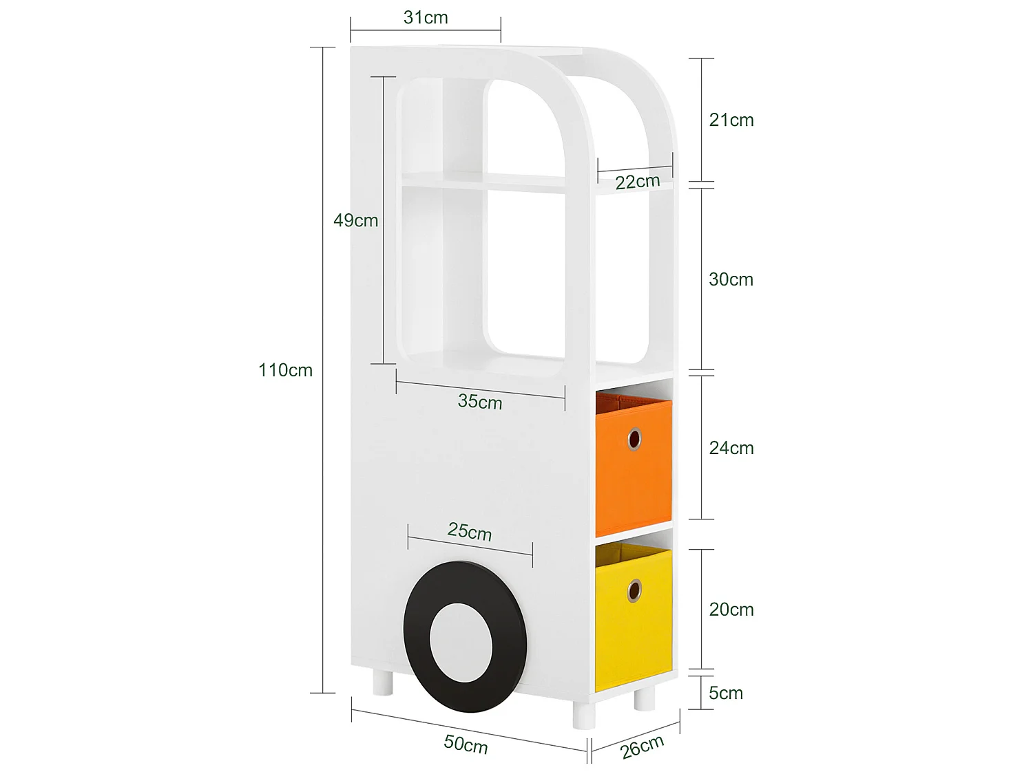 SoBuy KMB67-W Boekenrek voor Kinderen, Kinderboekenkast, Kinderrek, Kinderplank, Boekenplank, Speelgoedplank