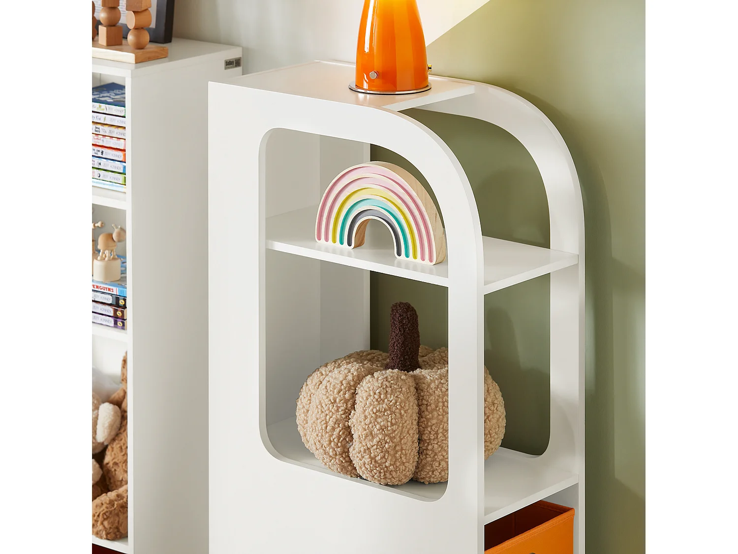 SoBuy KMB67-W Boekenrek voor Kinderen, Kinderboekenkast, Kinderrek, Kinderplank, Boekenplank, Speelgoedplank