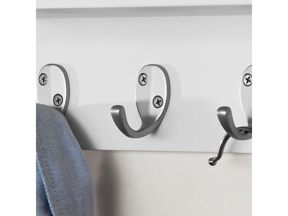 Penderie Porte-manteaux mural, étagère avec 1 tablette et 7 crochets en Inox Acier, FRG54-W