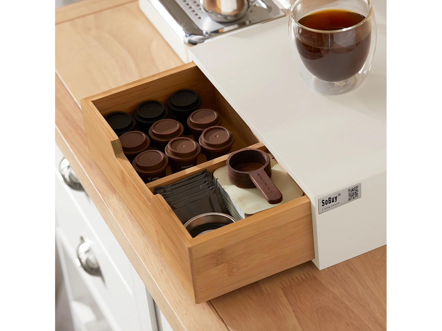 Boîte de Rangement à tiroir pour Capsules de thé et café Boîte à Capsules de Café, FRG179-WN