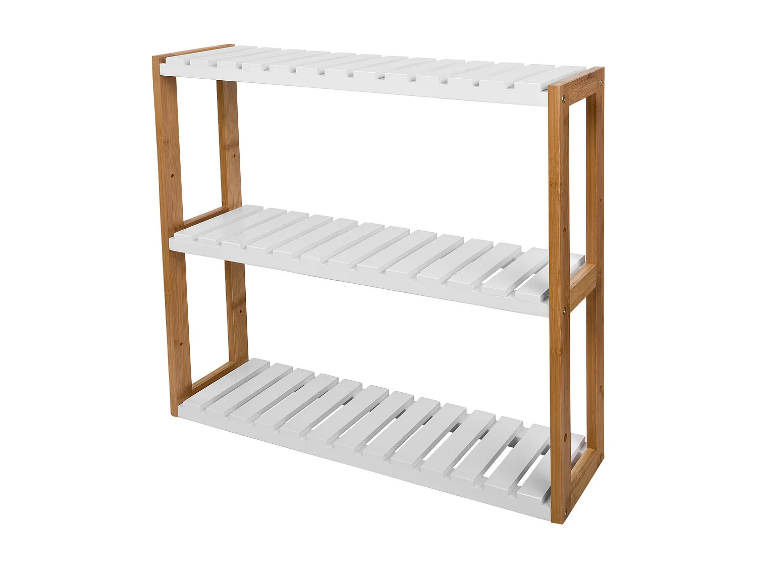 Meuble de Rangement pour salle de bain toilettes, Cuisine, 3 niveaux avec 2 crochets, FRG28-WN