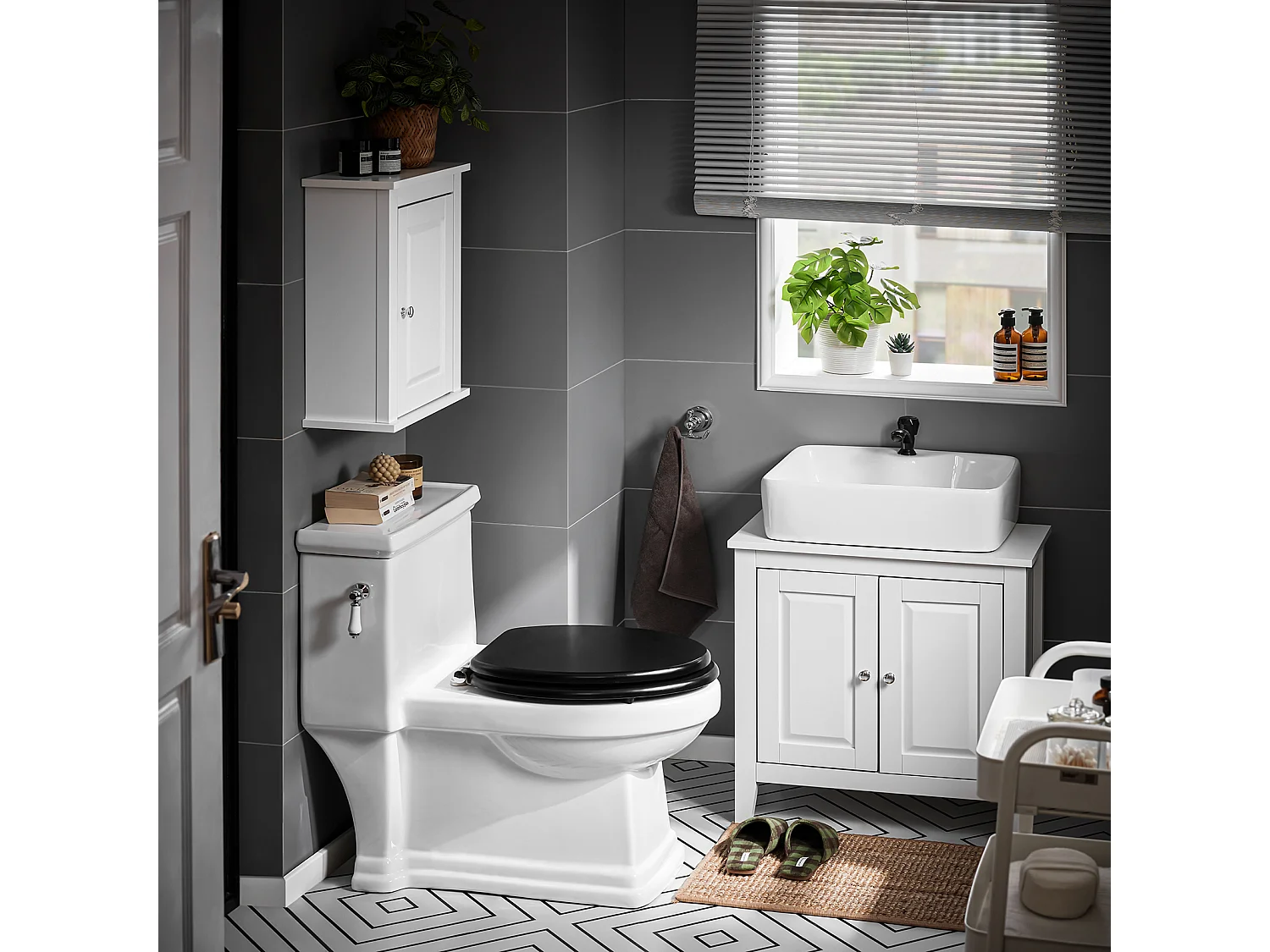 SoBuy Mobiletto Bagno Colonna Bagno Cassettiera Bagno Bianco Con Cassetti Frg202-W