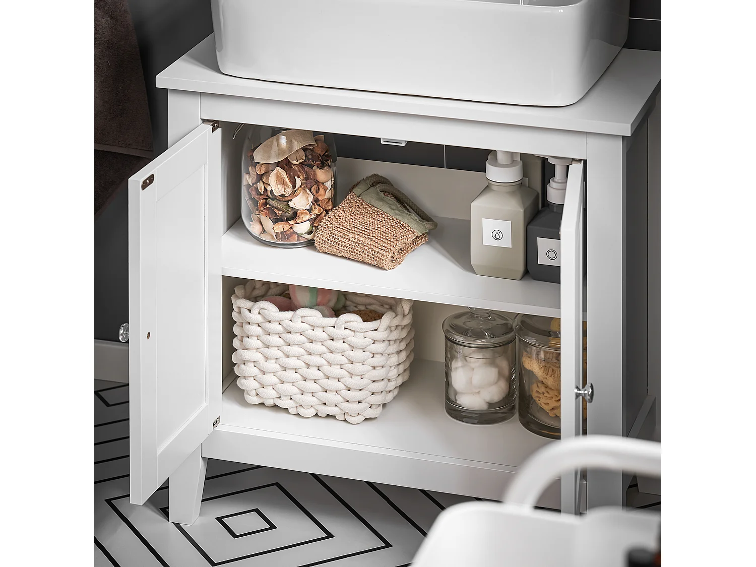 SoBuy Mobiletto Bagno Colonna Bagno Cassettiera Bagno Bianco Con Cassetti Frg202-W