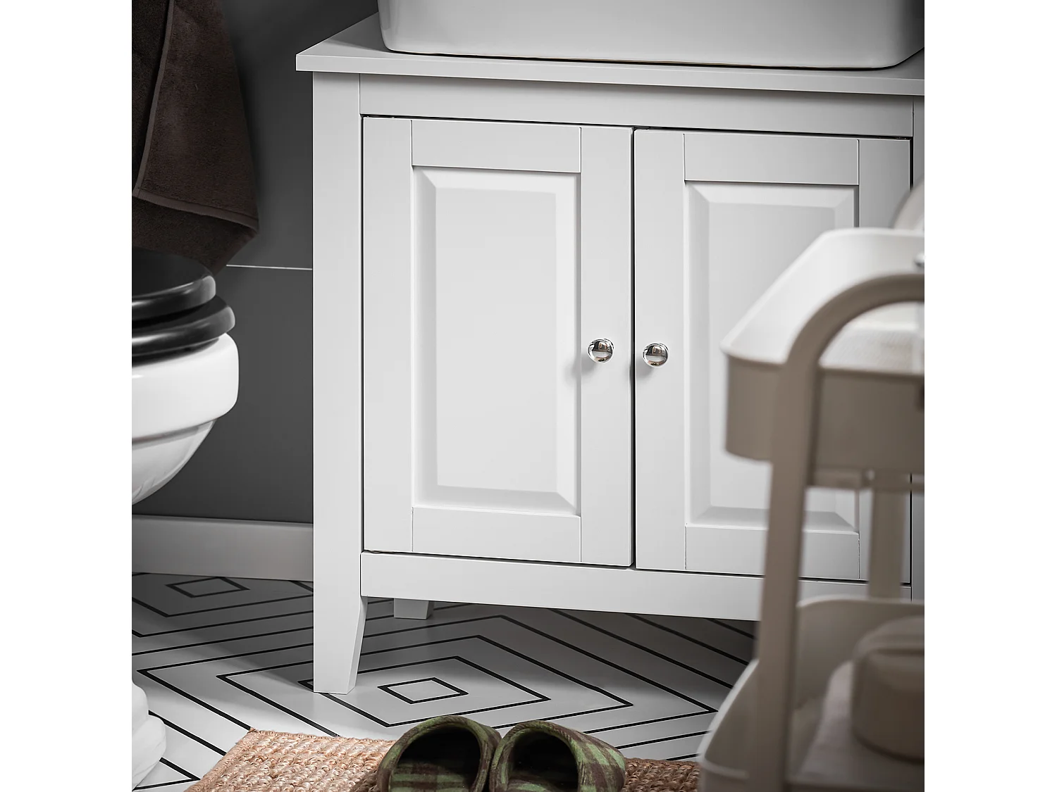 SoBuy Mobiletto Bagno Colonna Bagno Cassettiera Bagno Bianco Con Cassetti Frg202-W