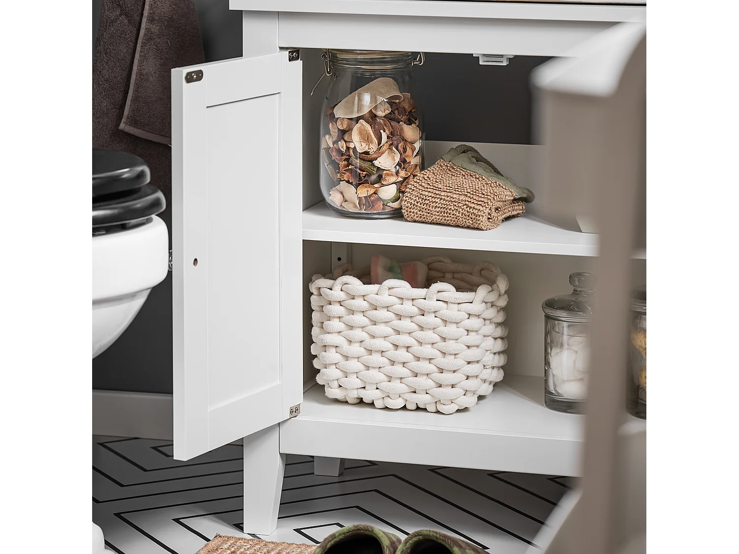 SoBuy Mobiletto Bagno Colonna Bagno Cassettiera Bagno Bianco Con Cassetti Frg202-W