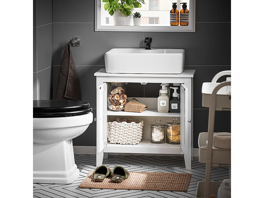 SoBuy Mobiletto Bagno Colonna Bagno Cassettiera Bagno Bianco Con Cassetti Frg202-W