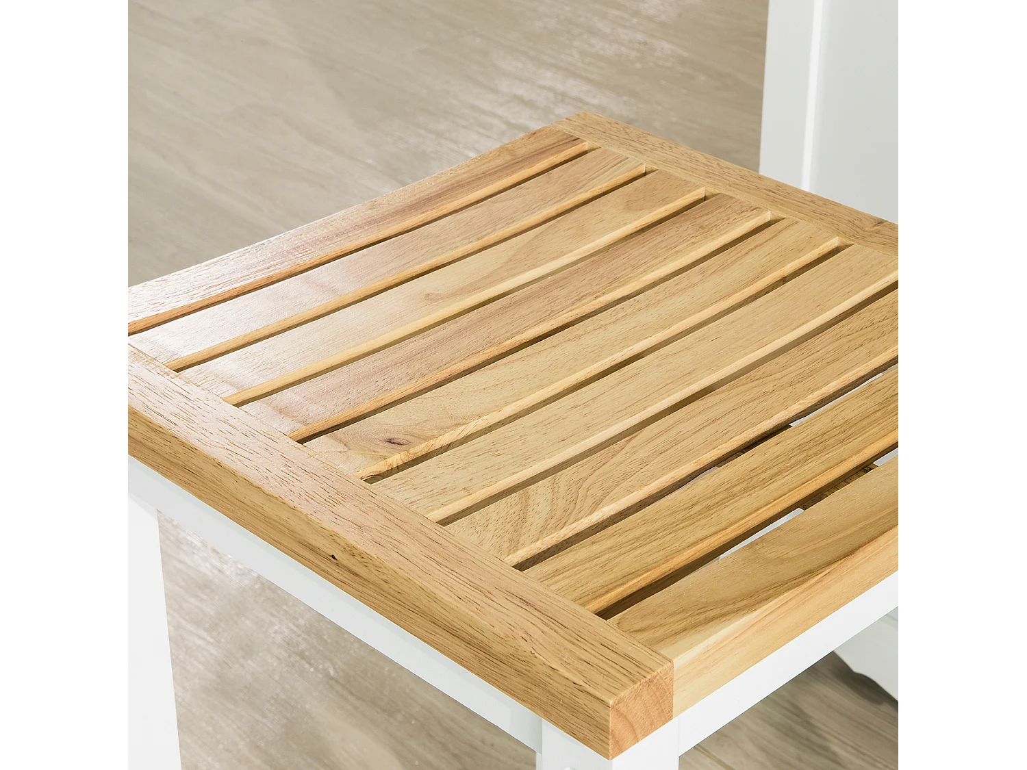 2 x Taburetes de Bar Cuadrado Silla Cocina Madera de Caucho y Pino Blanco FST29-WNx2 SoBuy ES