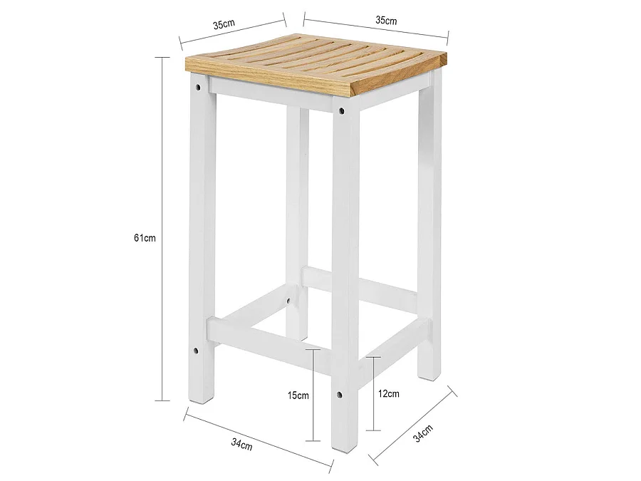 Lot de 2 Chaises Tabourets de Cuisine en Bois avec Repose-Pieds, FST29-WNx2