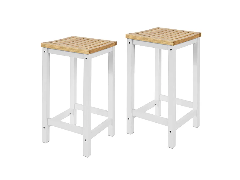 Lot de 2 Chaises Tabourets de Cuisine en Bois avec Repose-Pieds, FST29-WNx2