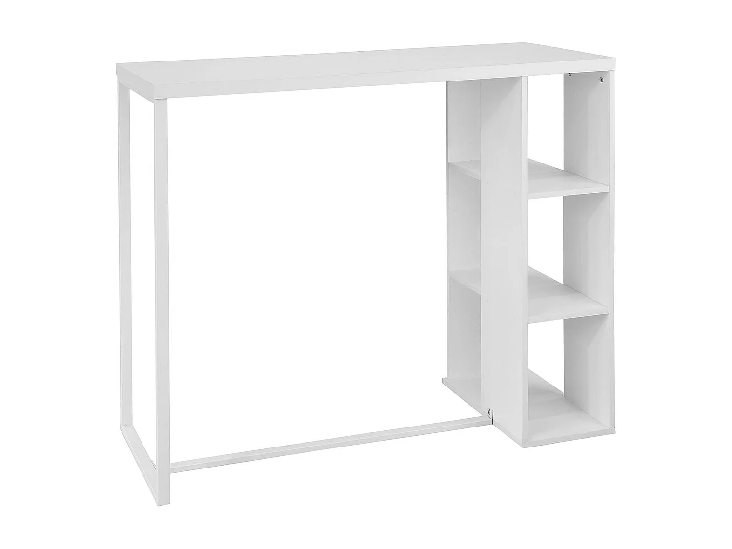 Table Haute de Bar Mange-debout Cuisine avec 3 étagères de rangements – Blanc,  FWT39-W