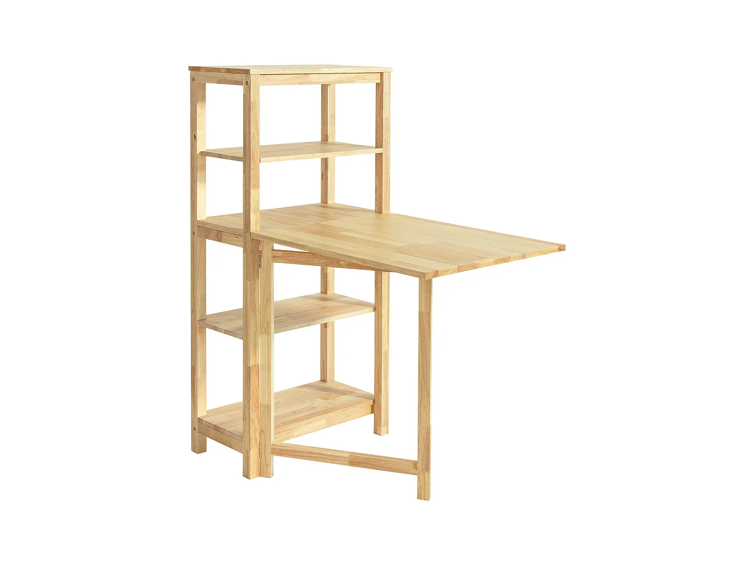 Table de Salle à Manger Pliante avec étagère en Bois d'hévéa pour Cuisine Salle à Manger