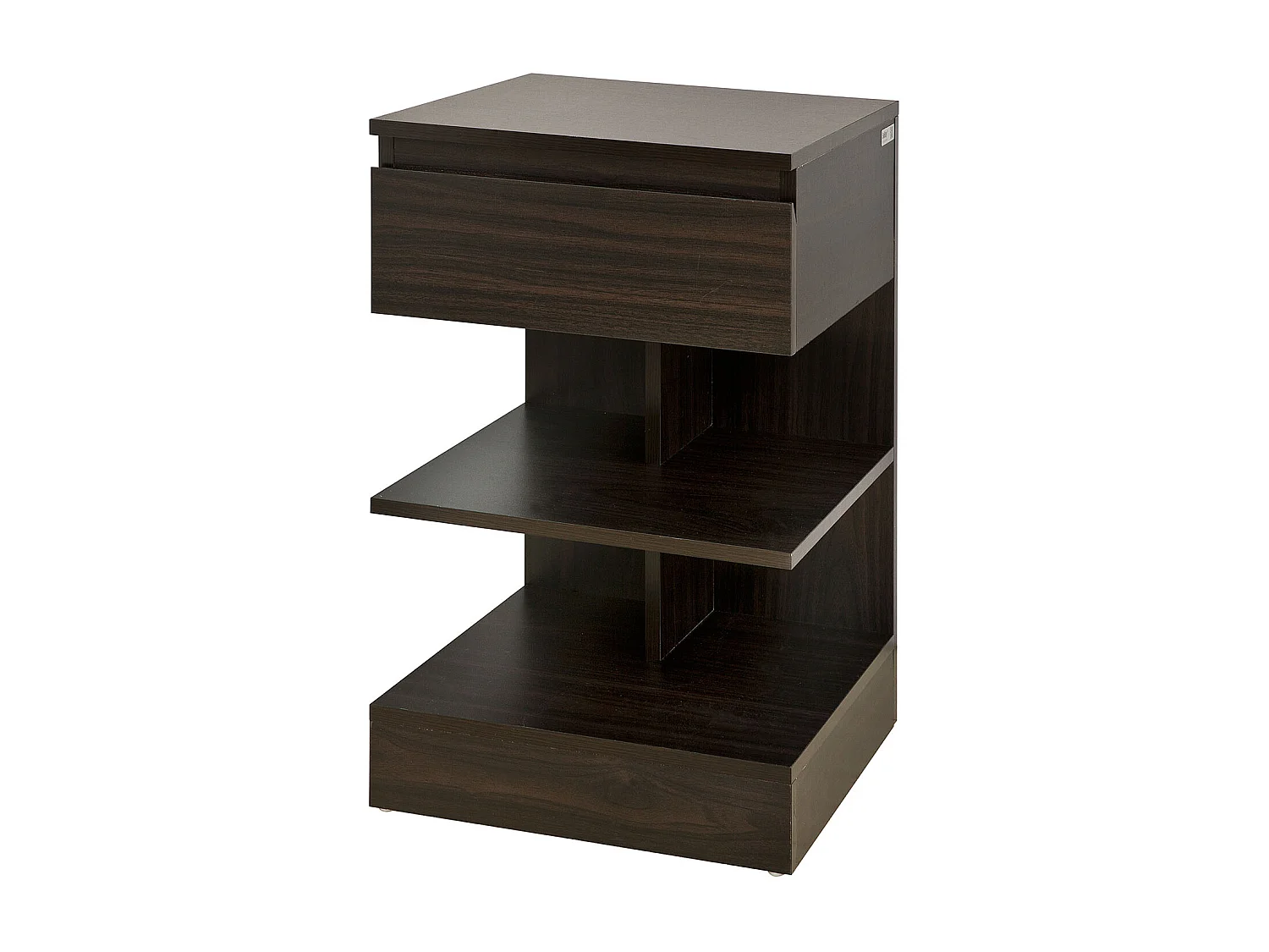 Table de chevet Table d’appoint Bout de Canapé avec 1 tiroir et 2 étagères de rangement, FBT49-BR